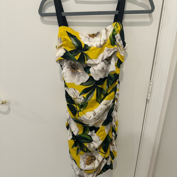 Dolce & Gabbana Yellow Floral Mini Dress - Picture 1 of 6